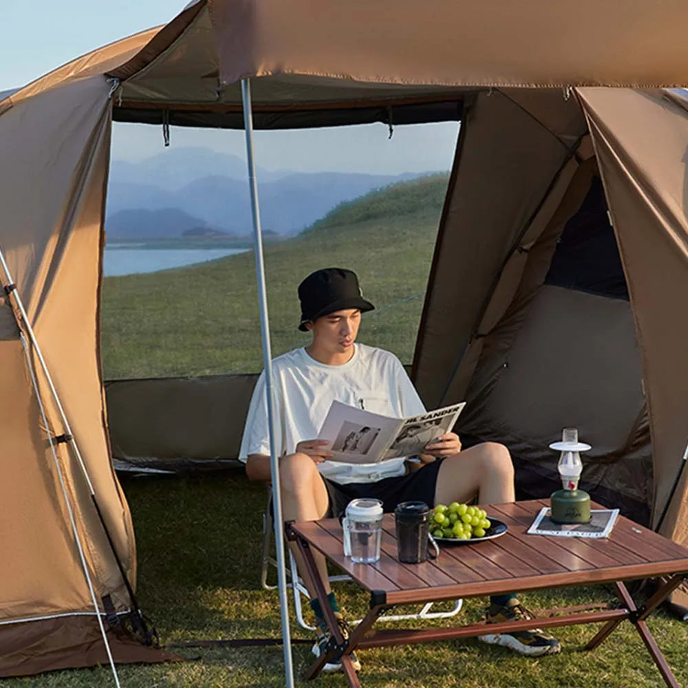 MOBI GARDEN Camping Tunnel Tent – Windproof & Rainproof 4-Season Shelter