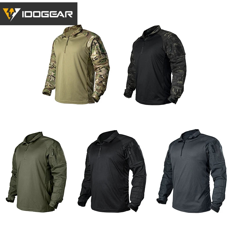 IDOGEAR UFS Tactical Shirt – BDU Combat Shirt with Elbow Pads & MOLLE System