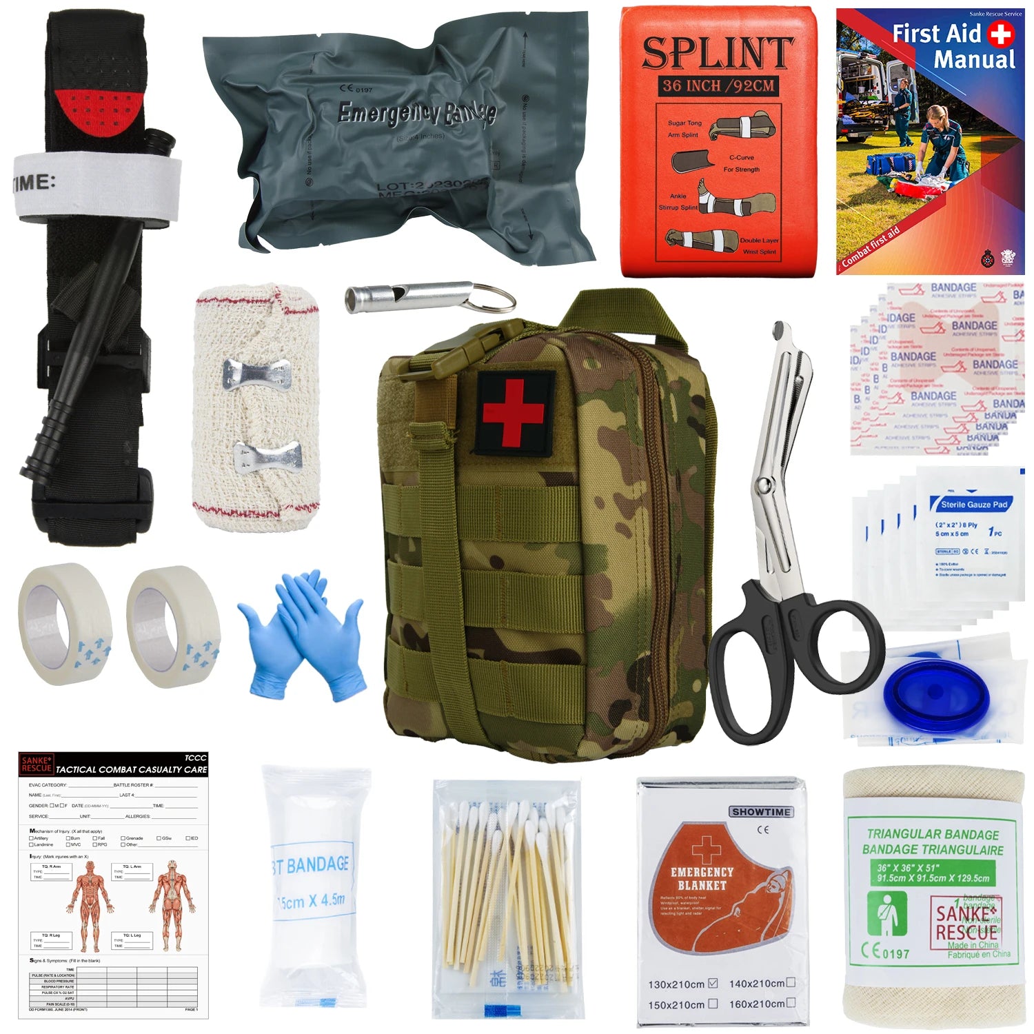 SANKE RESCUE Tactical First Aid Kit with Molle Bag for Emergency and Survival