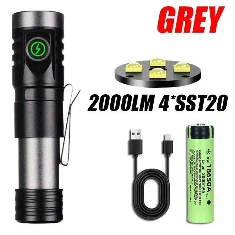 KDULIT 2000LM Mini EDC LED Flashlight – USB Rechargeable Keychain Torch for Camping & Hiking