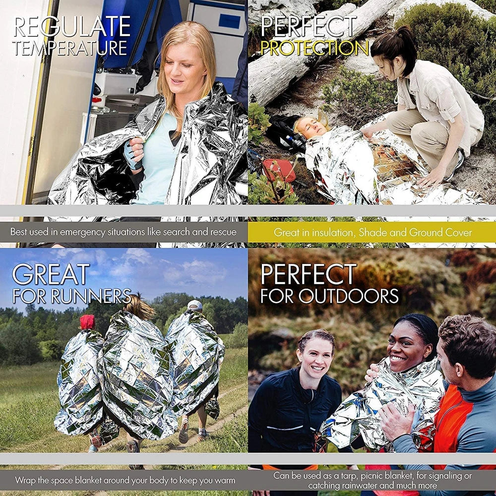 Survival Emergency Mylar Thermal Blanket – NASA Foil Space Blanket for Outdoor First Aid