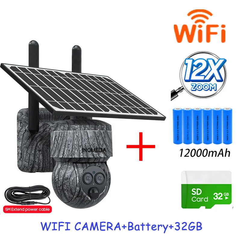 INQMEGA 8MP Solar Security Camera – 4G SIM/WiFi Outdoor CCTV with Human Detection