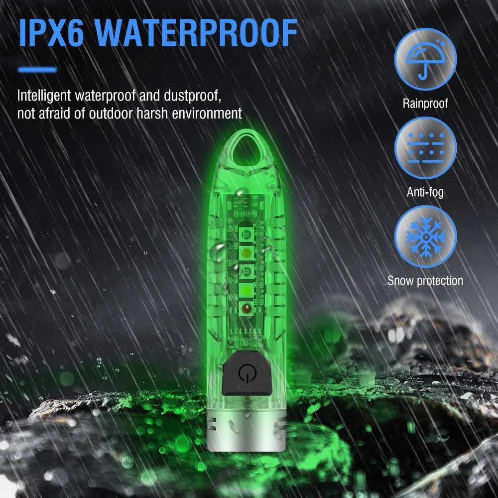 BORUIT V1 USB-C Rechargeable Keychain Flashlight 400lm Mini UV Torch with Side Light