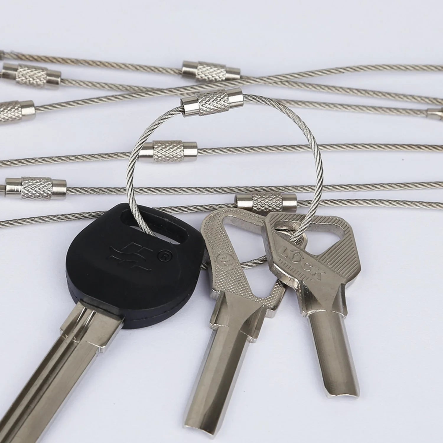 10PCS 15cm Stainless Steel Wire Keyring Kit for Camping and EDC