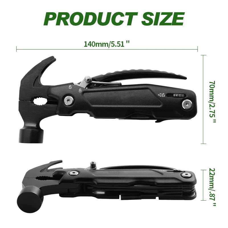 MAARTEN 12-in-1 Multifunctional Hammer Tool for Camping & Survival