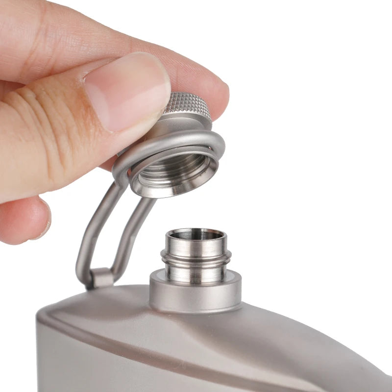 TIARTISAN 200ml/260ml Pure Titanium Hip Flask with Funnel for Outdoor Use