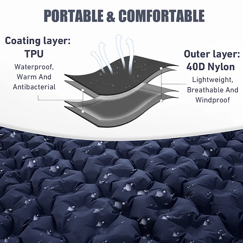 WEST TUNE Double Inflatable Mattress with Built-in Pillow Pump for Camping
