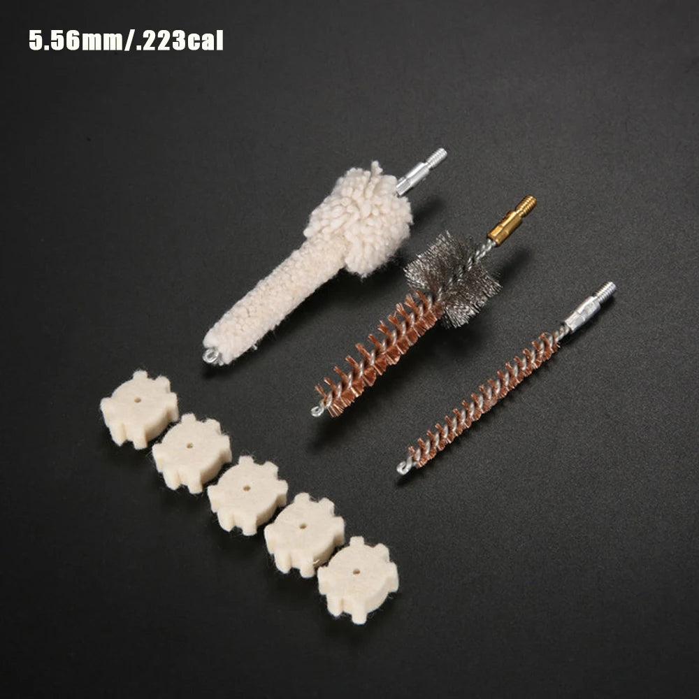8Pcs Tactical Gun Cleaning Kit – Bronze, Stainless Steel, Cotton Brushes for .30/.308/.223cal