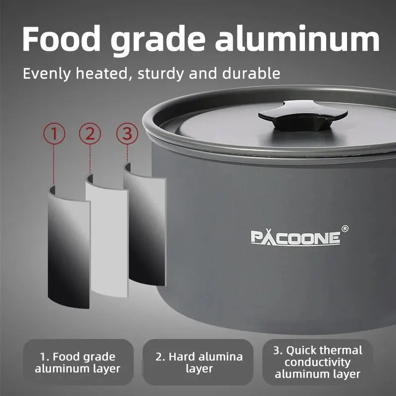 PACOONE Portable Camping Cookware Set for Outdoor Cooking
