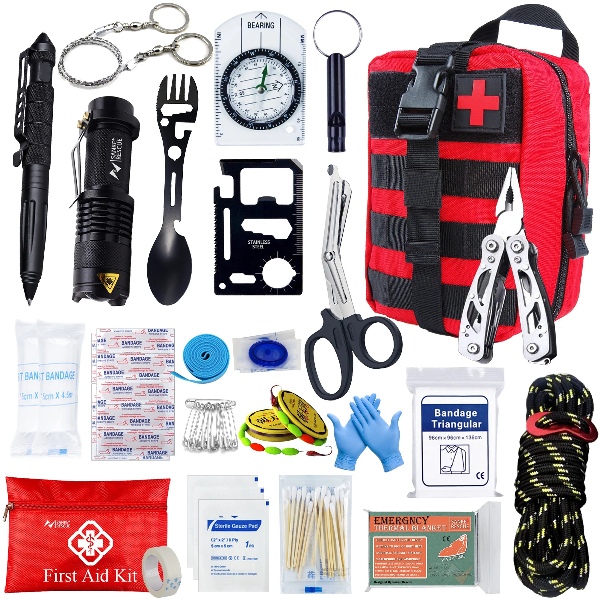 Tactical First Aid Kit for Car, Camping, and Survival with Molle Bag