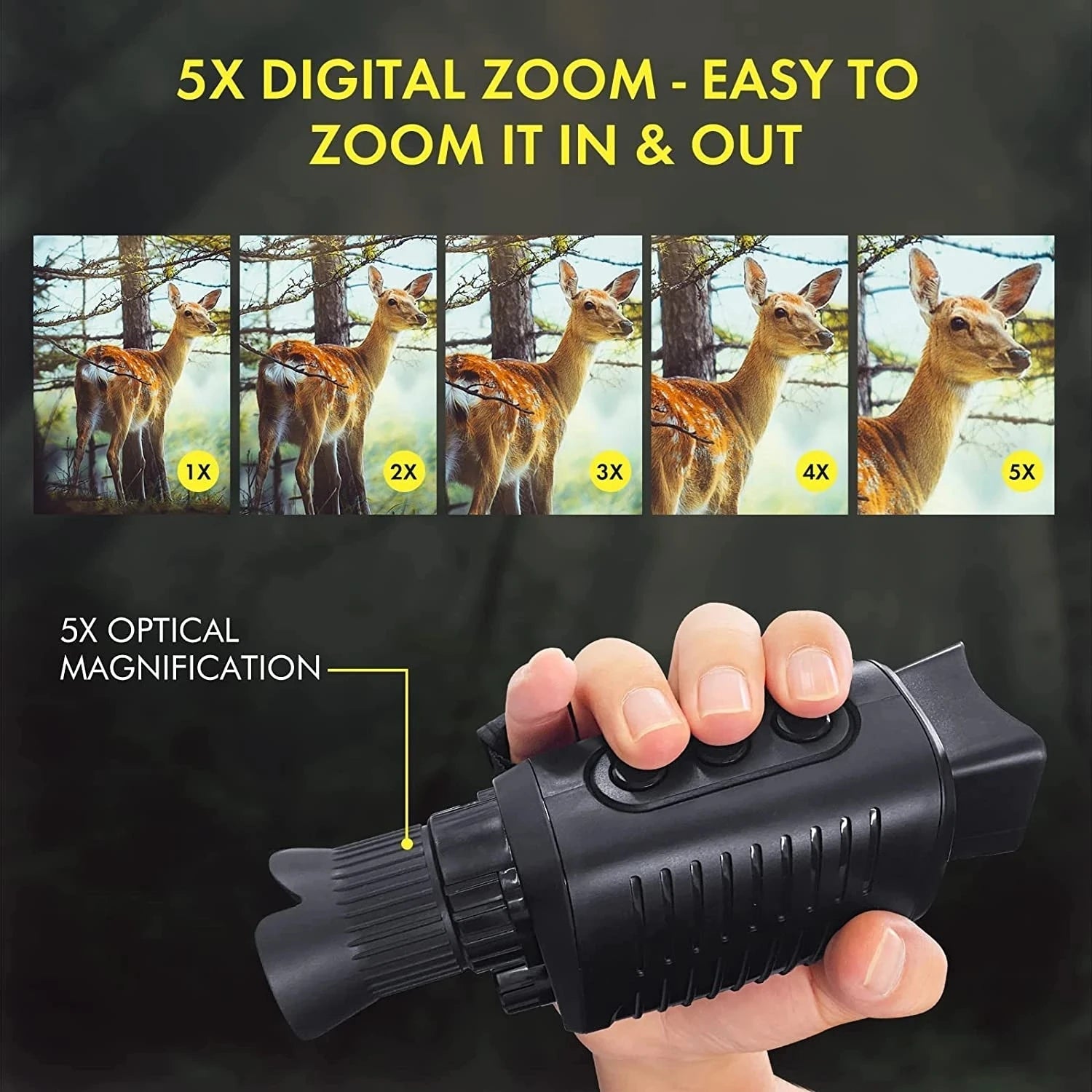 MITHRAS 1080P Night Vision Monocular – 5X Zoom, 300m Range for Hunting & Outdoors
