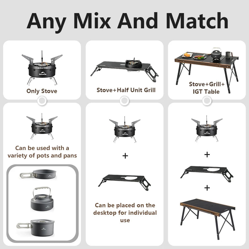 NATUREHIKE IGT Burner – Portable Three-Head Gas Stove for Camping & Outdoor Cooking