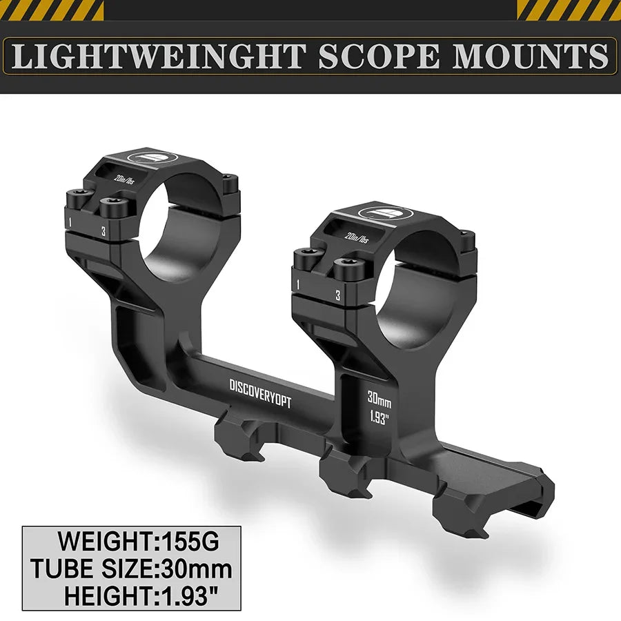 DISCOVERYOPT Precision One-Piece Scope Mount - 30mm/34mm Rigid Picatinny Rings with Height Options