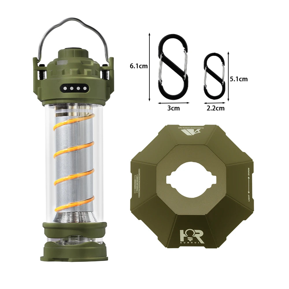 RUNHUI Outdoor LED Camping Light with Tripod – USB Rechargeable Lantern with 5 Modes