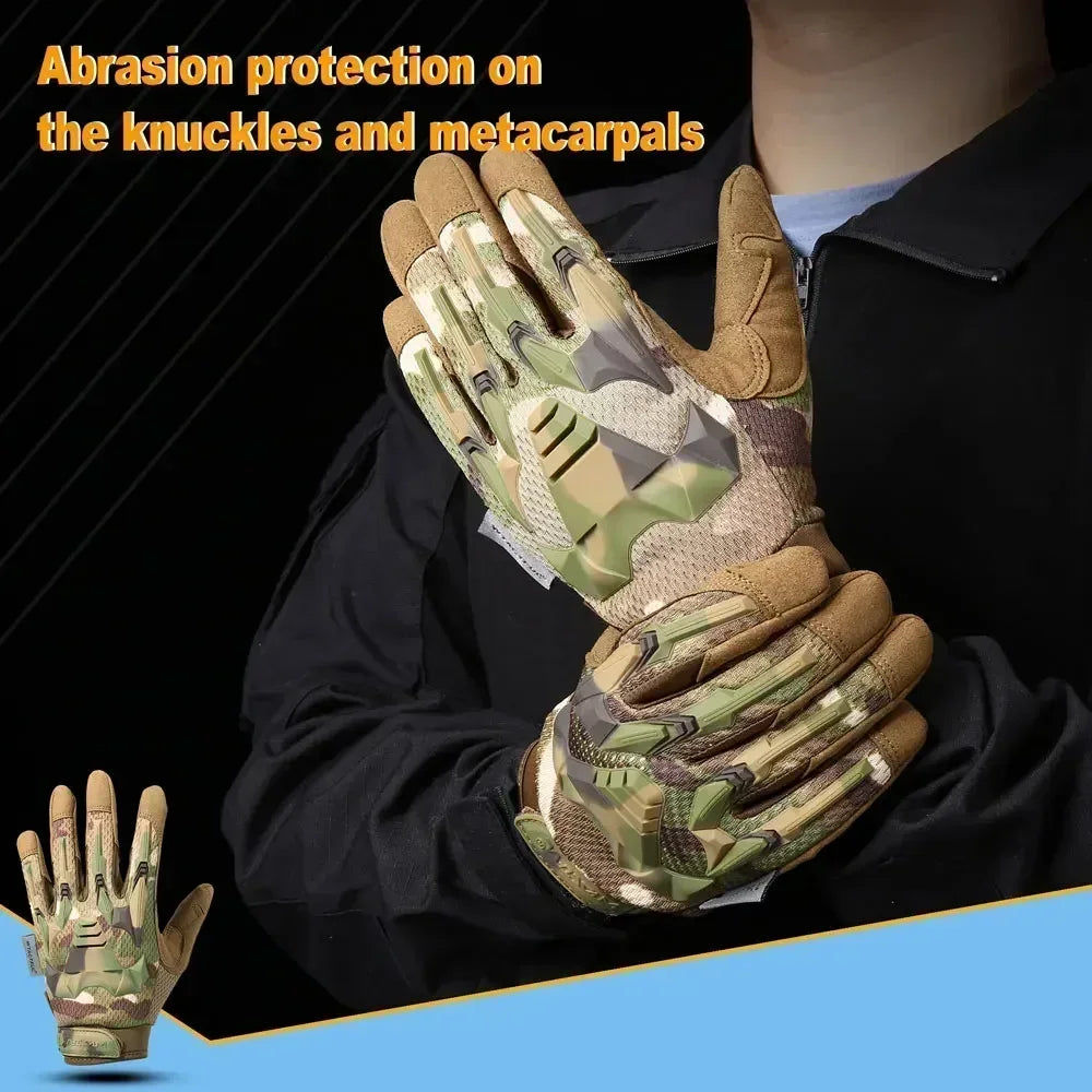 GUMAO Camo Tactical Gloves – Anti-Skid Full Finger Gloves for Hunting & Outdoor Sports