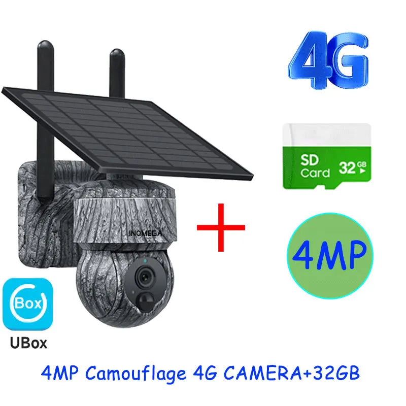 INQMEGA 5MP 4MP Solar PTZ Security Camera – Wireless 4G WiFi CCTV with Two-Way Audio