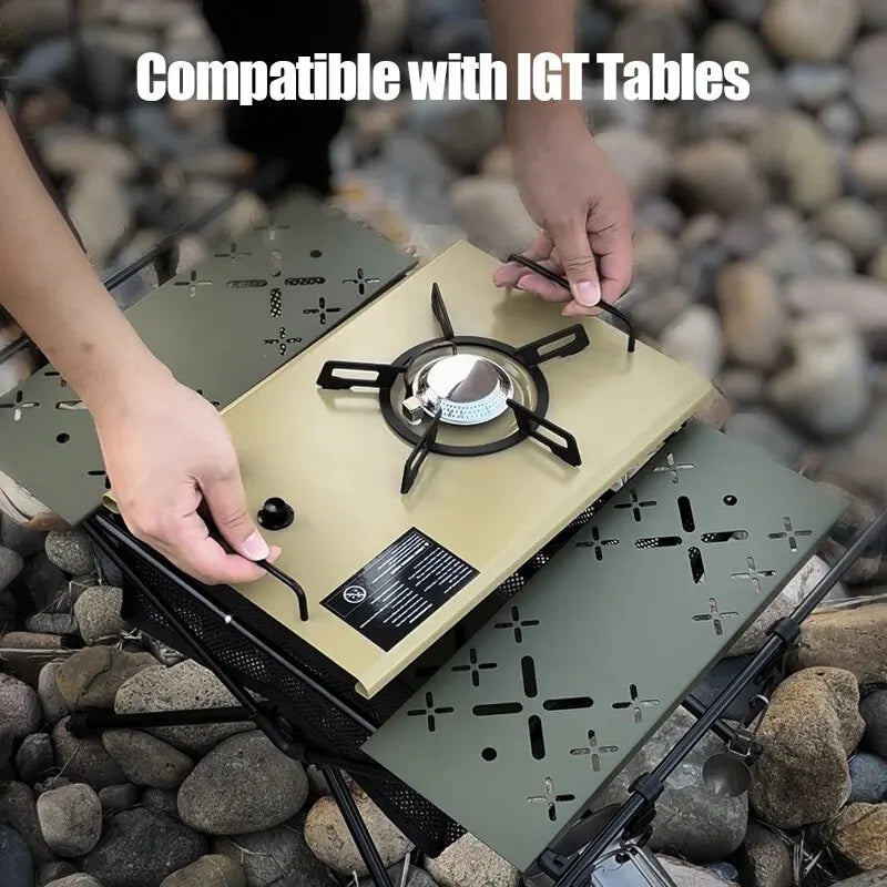 WEST TUNE Camping Table with IGT Stove Portable Aluminium Folding Table