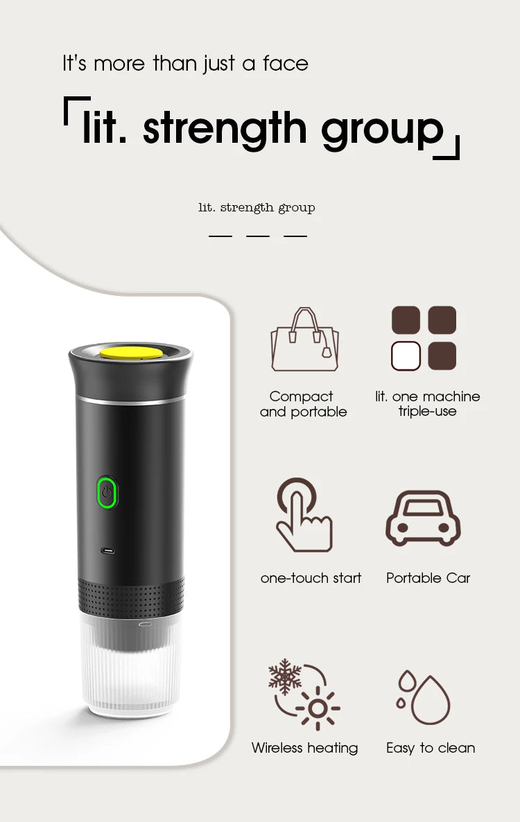 DENOKIN Wireless Portable Espresso Machine – 3-in-1 Coffee Maker for Travel, Car & Home