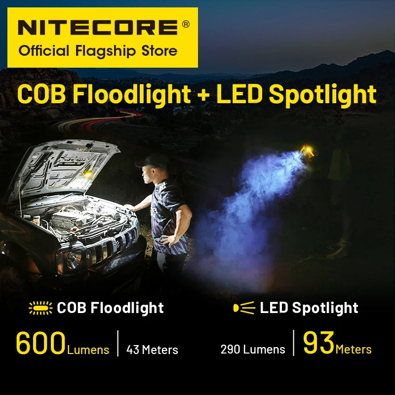 NITECORE NWL20 USB-C Rechargeable Work Light 600lm Magnetic Outdoor Floodlight