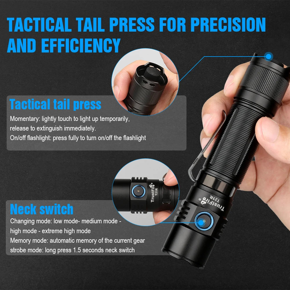 TRUSTFIRE T21R 2600 Lumen USB-C Rechargeable LED Flashlight
