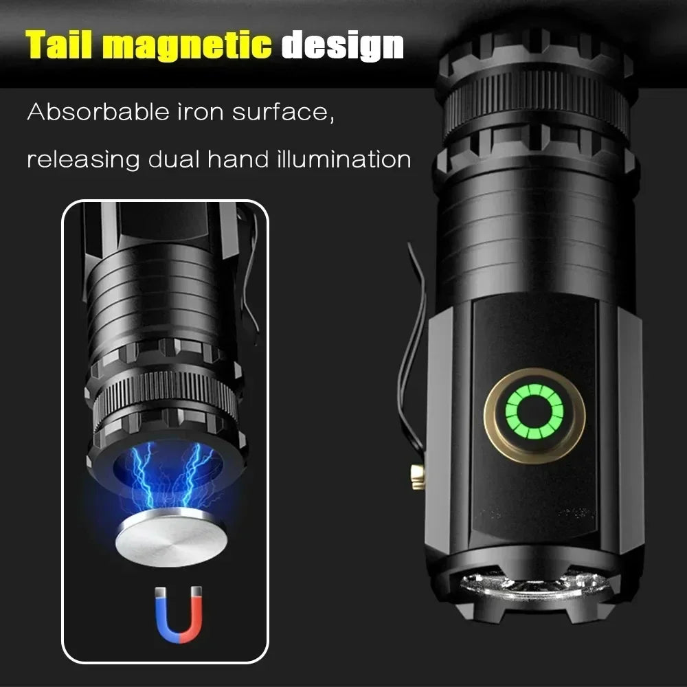 KDULIT 2000LM Mini EDC LED Flashlight – USB Rechargeable Keychain Torch for Camping & Hiking