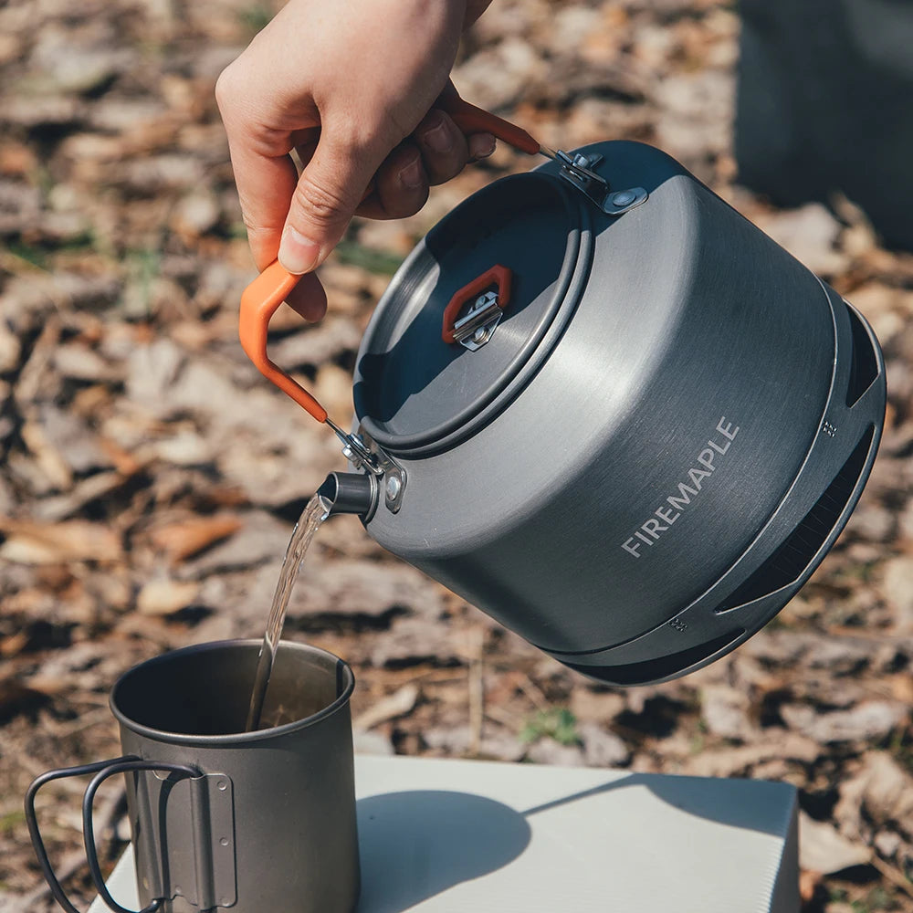 FIRE MAPLE Hiking Teapot – Lightweight Heat Exchanger Camping Kettle (0.8L/1.3L) with Filter