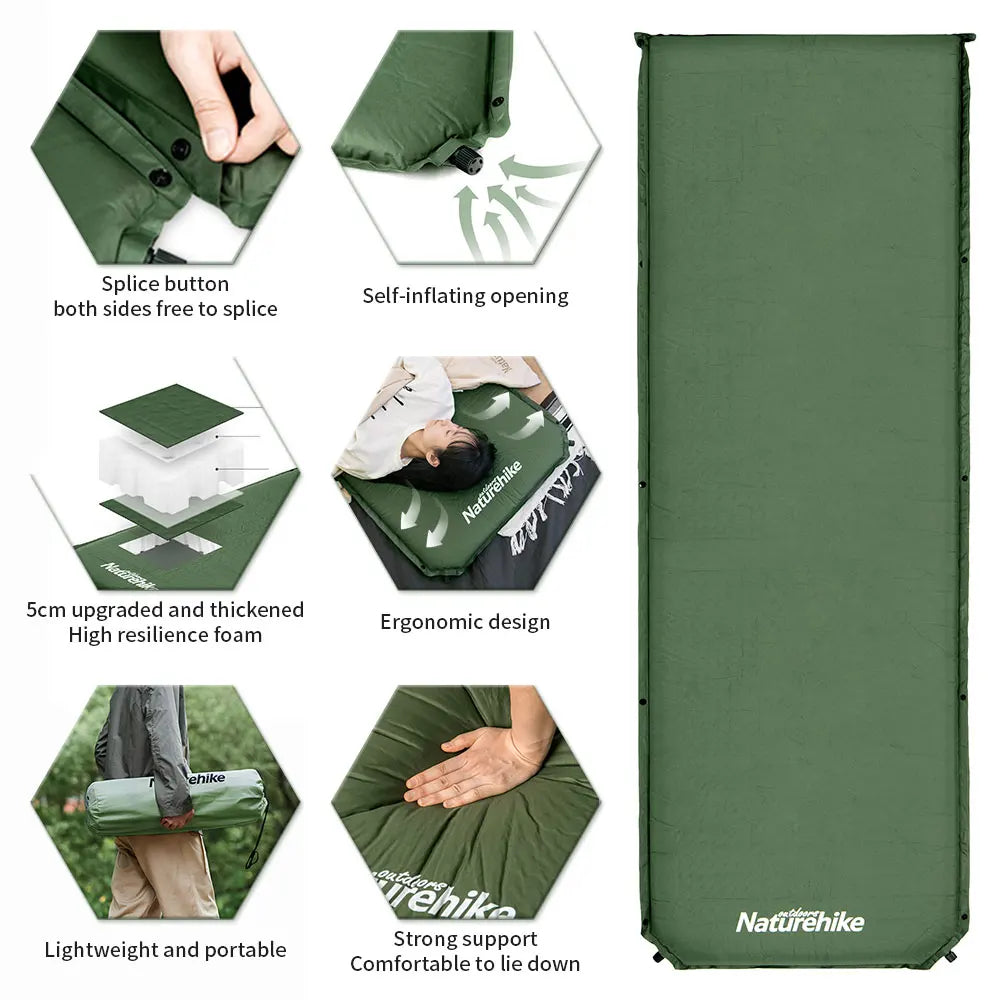NATUREHIKE Self-Inflating Camping Mattress with Built-in Pump, 5CM Thick