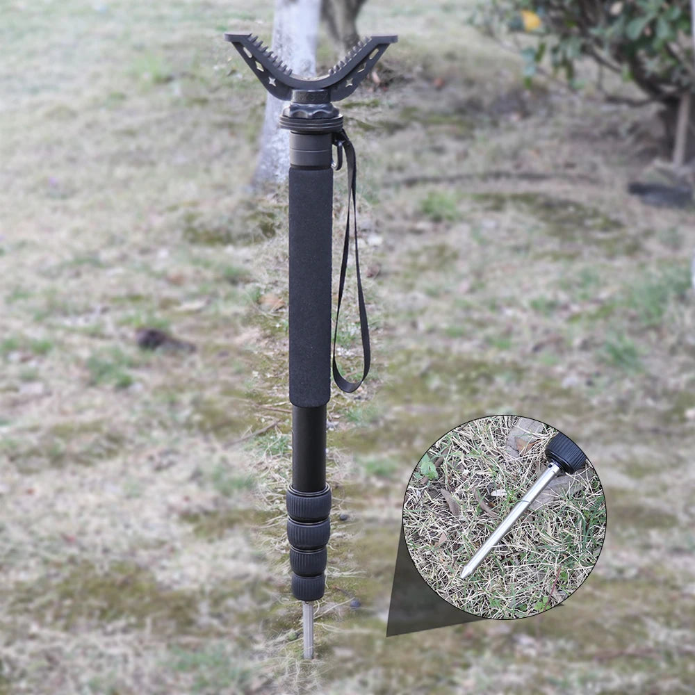 HUNTPAL Tactical Hunting Monopod – Adjustable Aluminium V Yoke Shooting Stick with Tripod Base