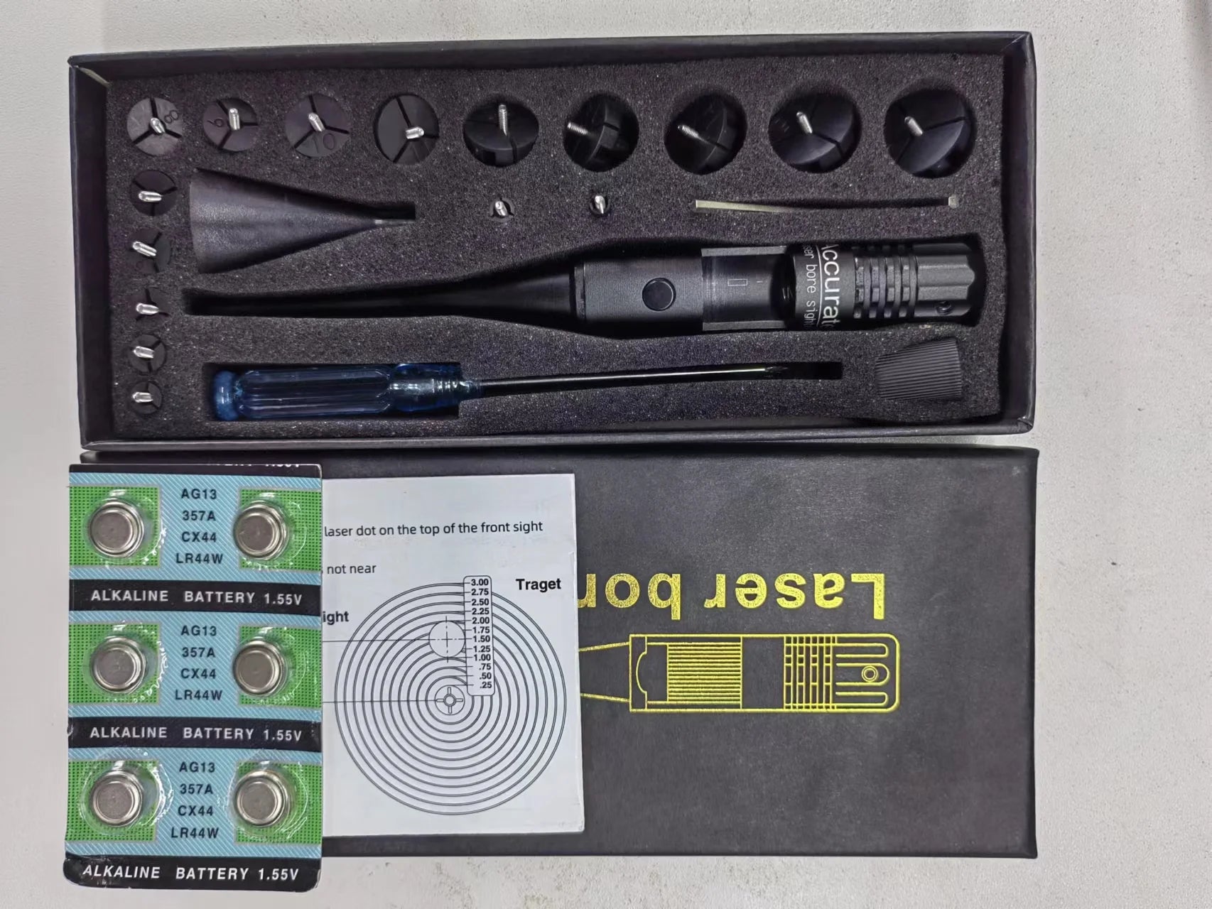 MIDTEN Rifle Red Laser Bore Sighter Kit with 16 Adapters for 0.17 to 12GA, Picatinny Mount