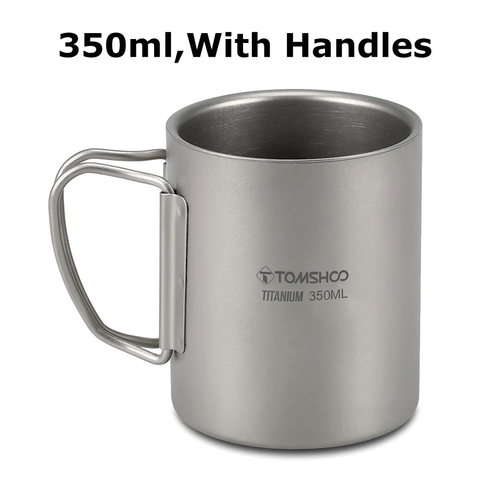 TOMSHOO Double-Wall Titanium Cup – Insulated Water & Coffee Mug for Camping & Home