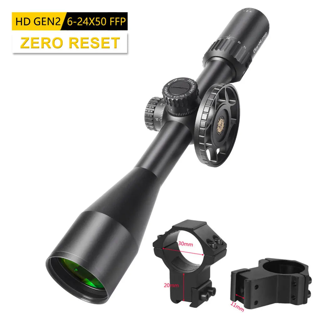WESTHUNTER HD Gen2 6-24x50 FFP Riflescope – Long Range Scope with Zero Reset/Stop