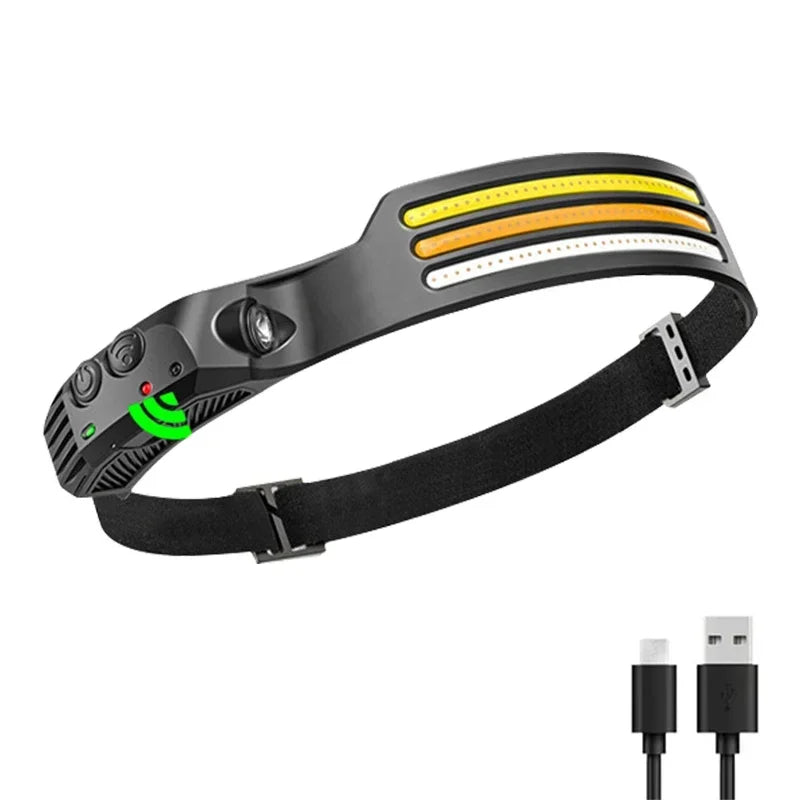 KDULIT 450LM Sensor LED Headlamp – USB Rechargeable Head Torch for Camping & Fishing