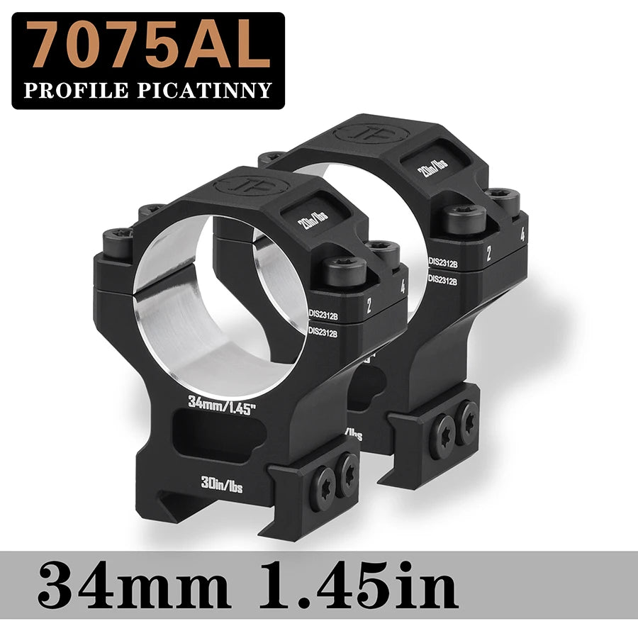 DISCOVERYOPT 7075 Series Aluminium Scope Rings - Medium Profile 34mm Mount for Picatinny Rail