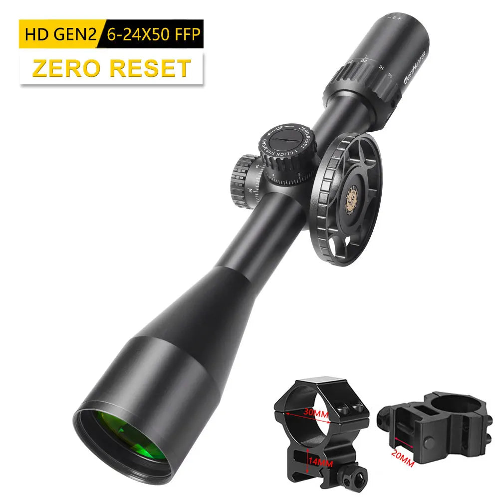 WESTHUNTER HD Gen2 6-24x50 FFP Riflescope – Long Range Scope with Zero Reset/Stop