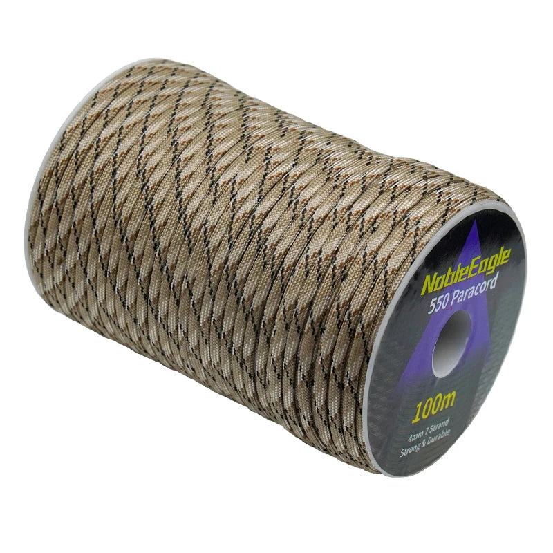 NOBLE EAGLE 550 Military Paracord Rope – 4mm 7-Strand Cord for Camping, Survival, and DIY