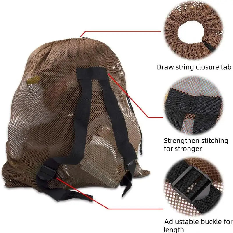 Lightweight Mesh Duck Decoy Bag – Adjustable Strap Hunting Backpack With Adjustable Straps