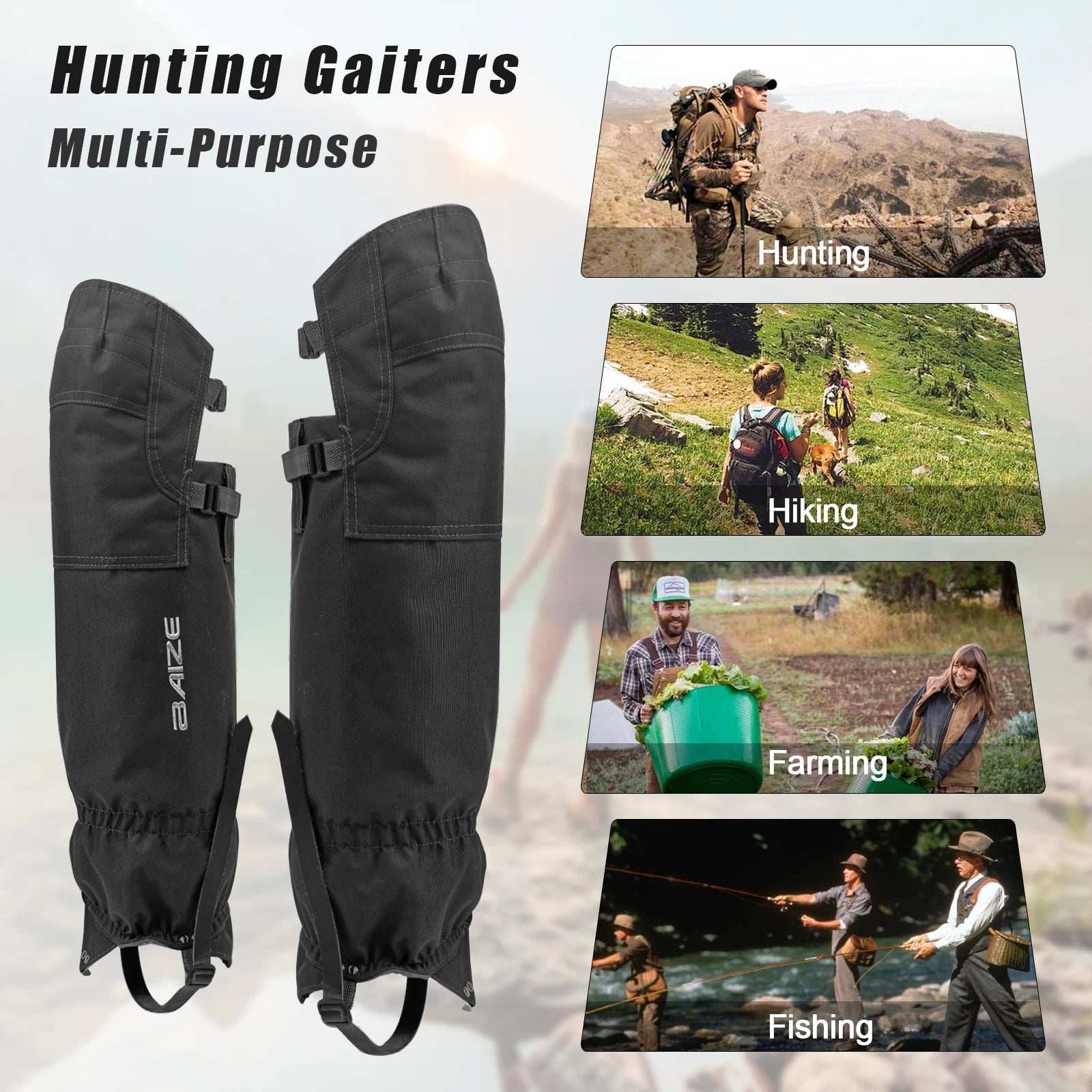 BZTAC Tactical Hunting Leg Gaiters – Waterproof High Knee Protection for Outdoor Hiking