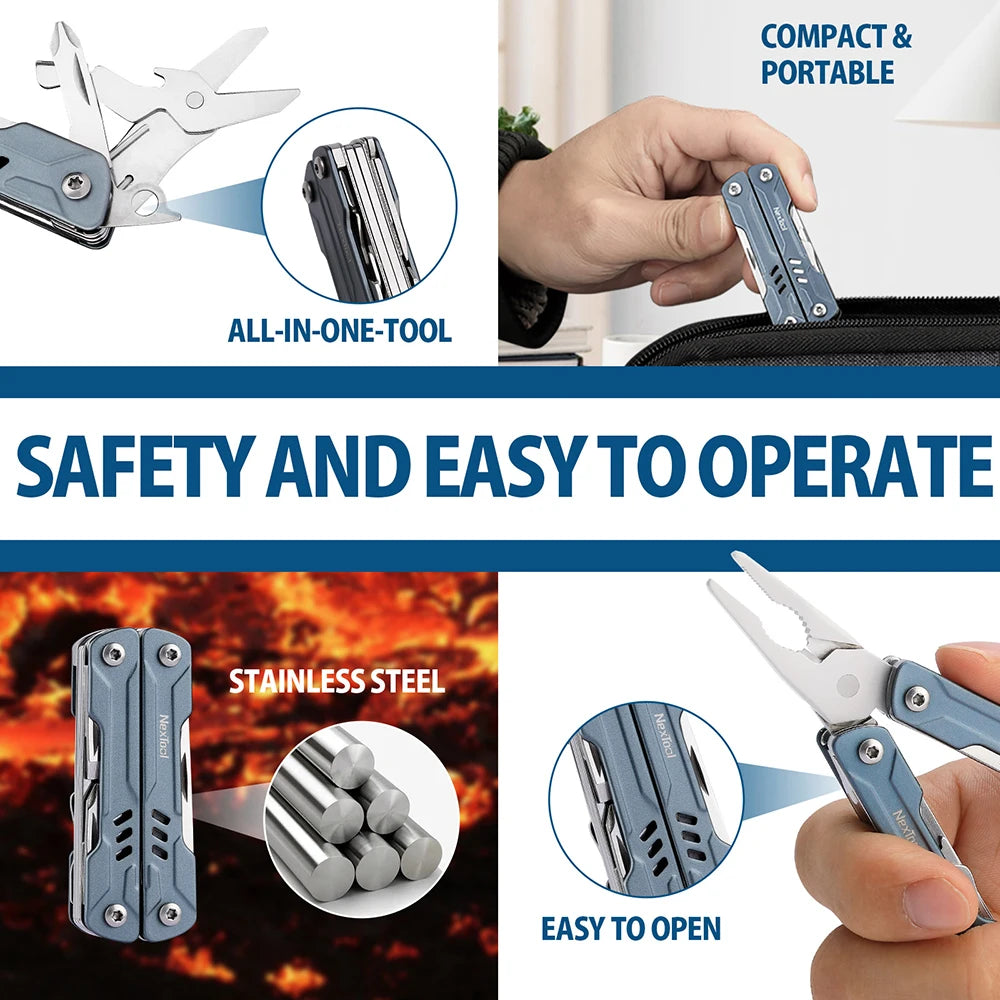 NEXTOOL 11-in-1 Mini Sailor Multitool with Pliers and Knife for EDC and Outdoor Use