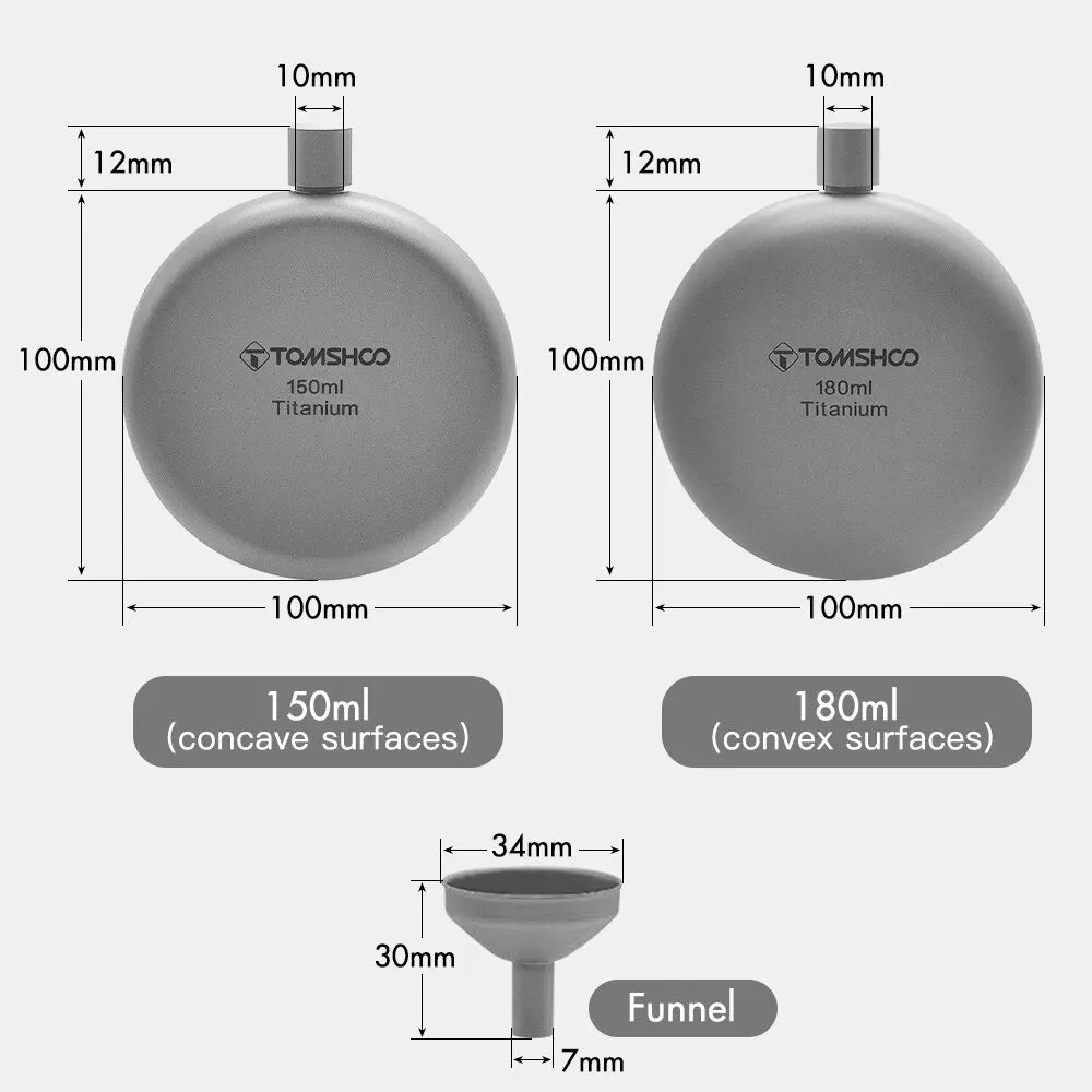 TOMSHOO Titanium Flask – Lightweight Alcohol Flask with Funnel for Camping & Travel