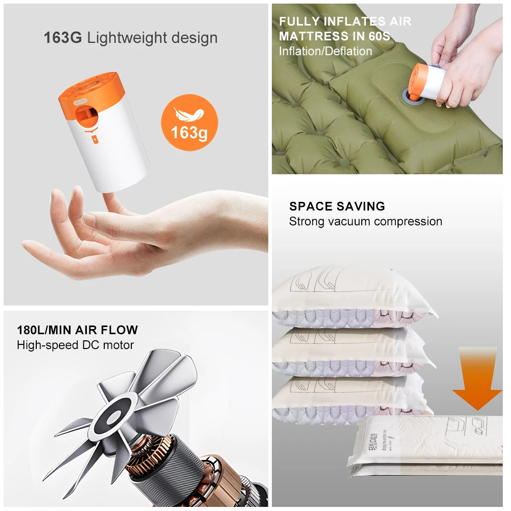 WESTTUNE 2-in-1 Wireless Air Pump – Portable Battery-Powered Inflator & Deflator for Camping