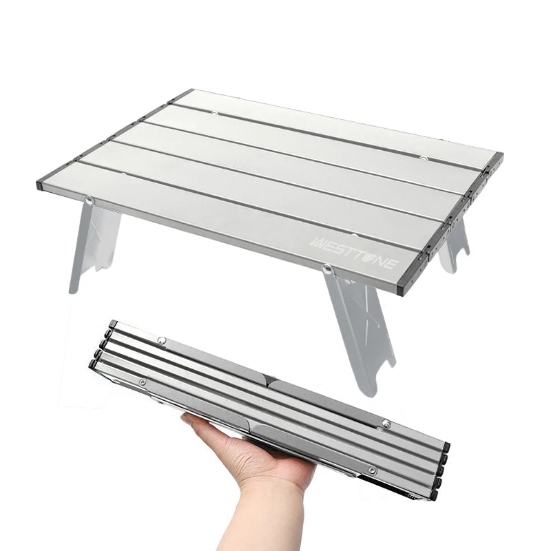 WEST TUNE Mini Camping Table Ultralight Roll-Up Folding Aluminum for Outdoor Use