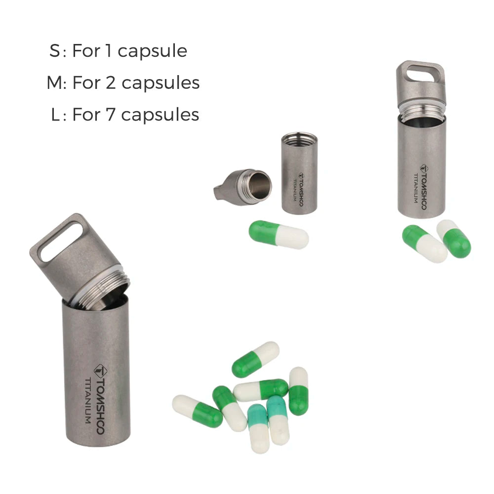 TOMSHOO Titanium Mini Waterproof Storage Pill Box – Lightweight EDC Container for Travel & Outdoor Use