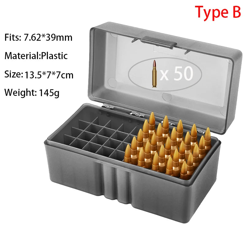 AIRSSON Bullet Box – 50/99 Round Ammo Storage Case for 9mm, .223/5.56mm, 7.62x39mm