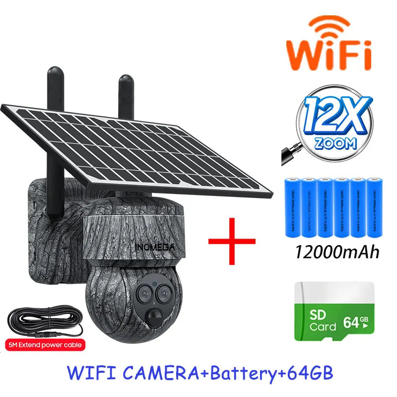 INQMEGA 8MP Solar Security Camera – 4G SIM/WiFi Outdoor CCTV with Human Detection