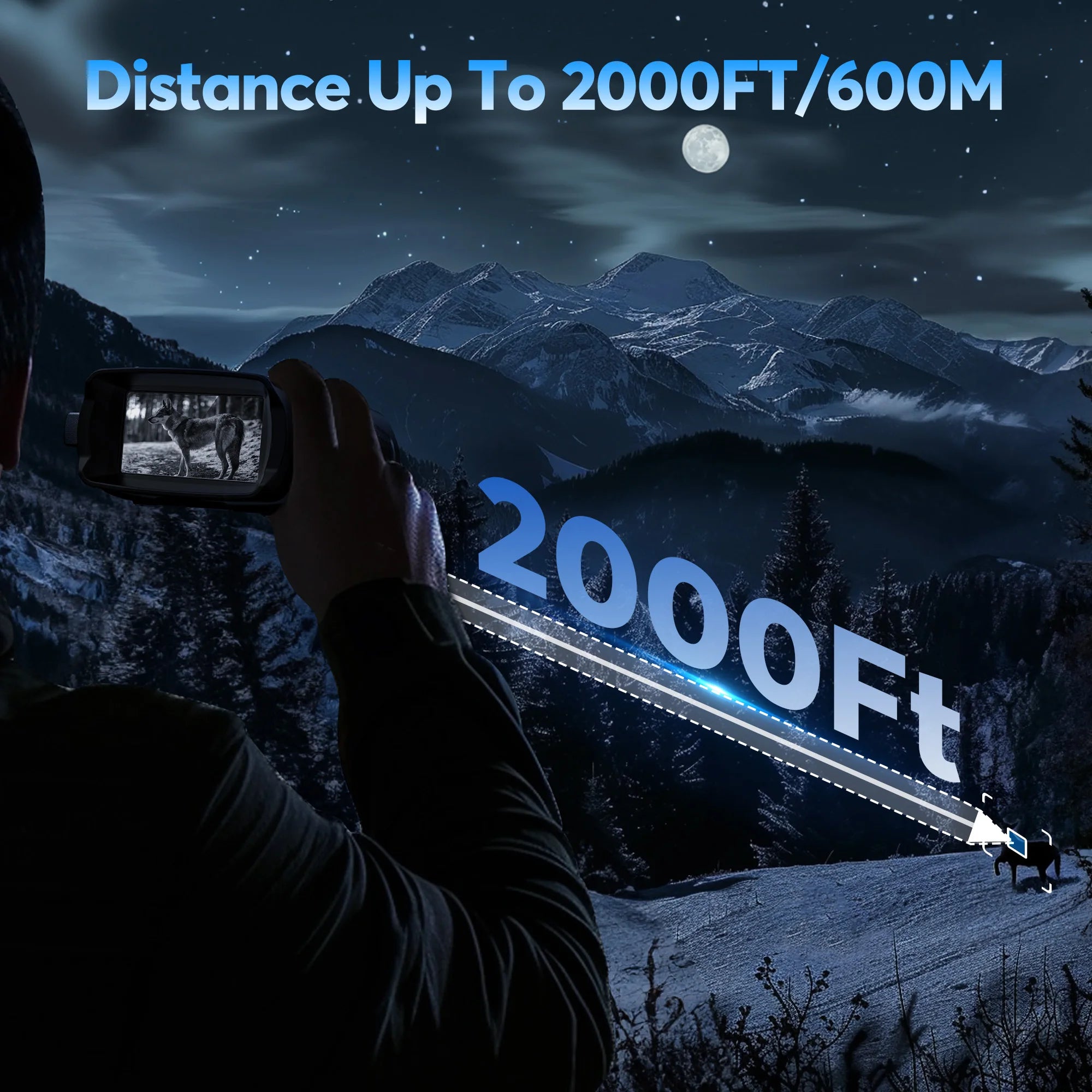 LETCMOI 4K Night Vision Binoculars – 8X Digital Zoom, 3-Inch Screen, Tactical Light, 5000mAh
