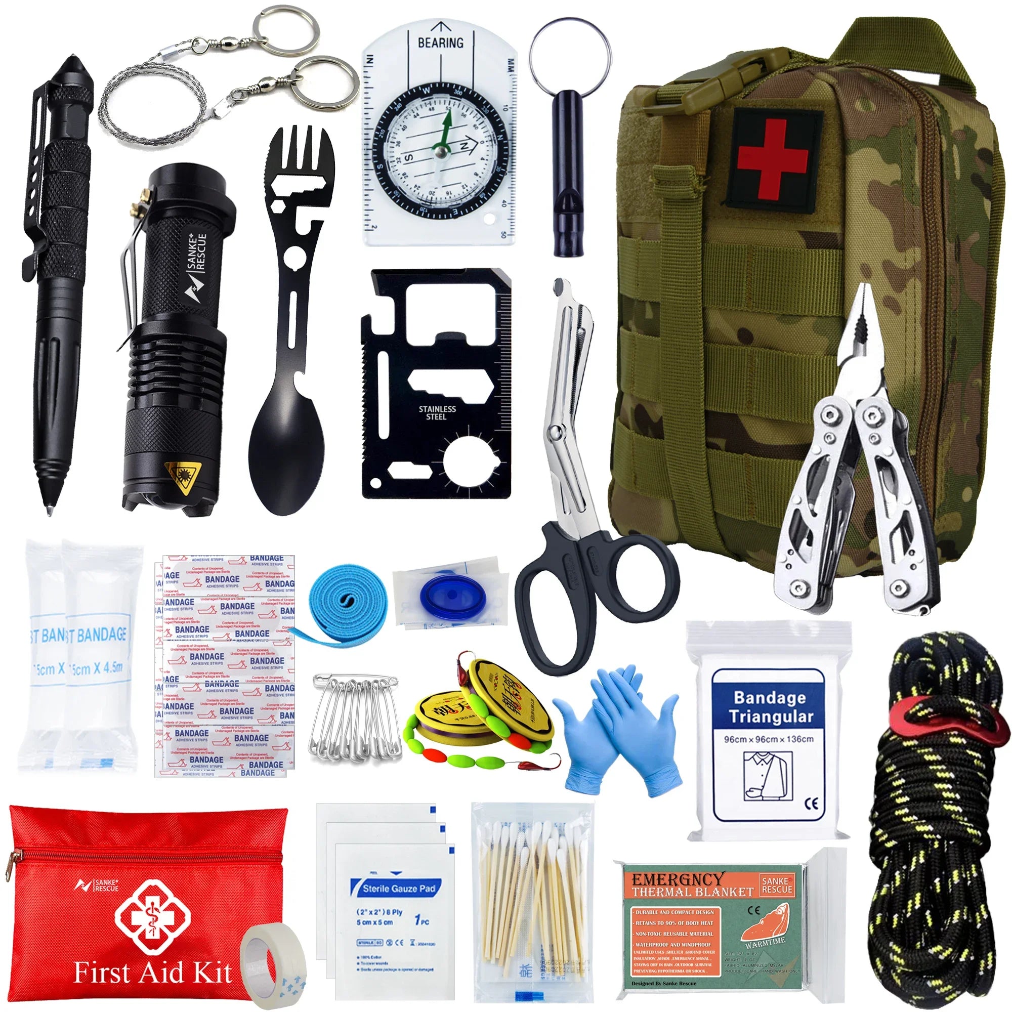 Tactical First Aid Kit for Car, Camping, and Survival with Molle Bag