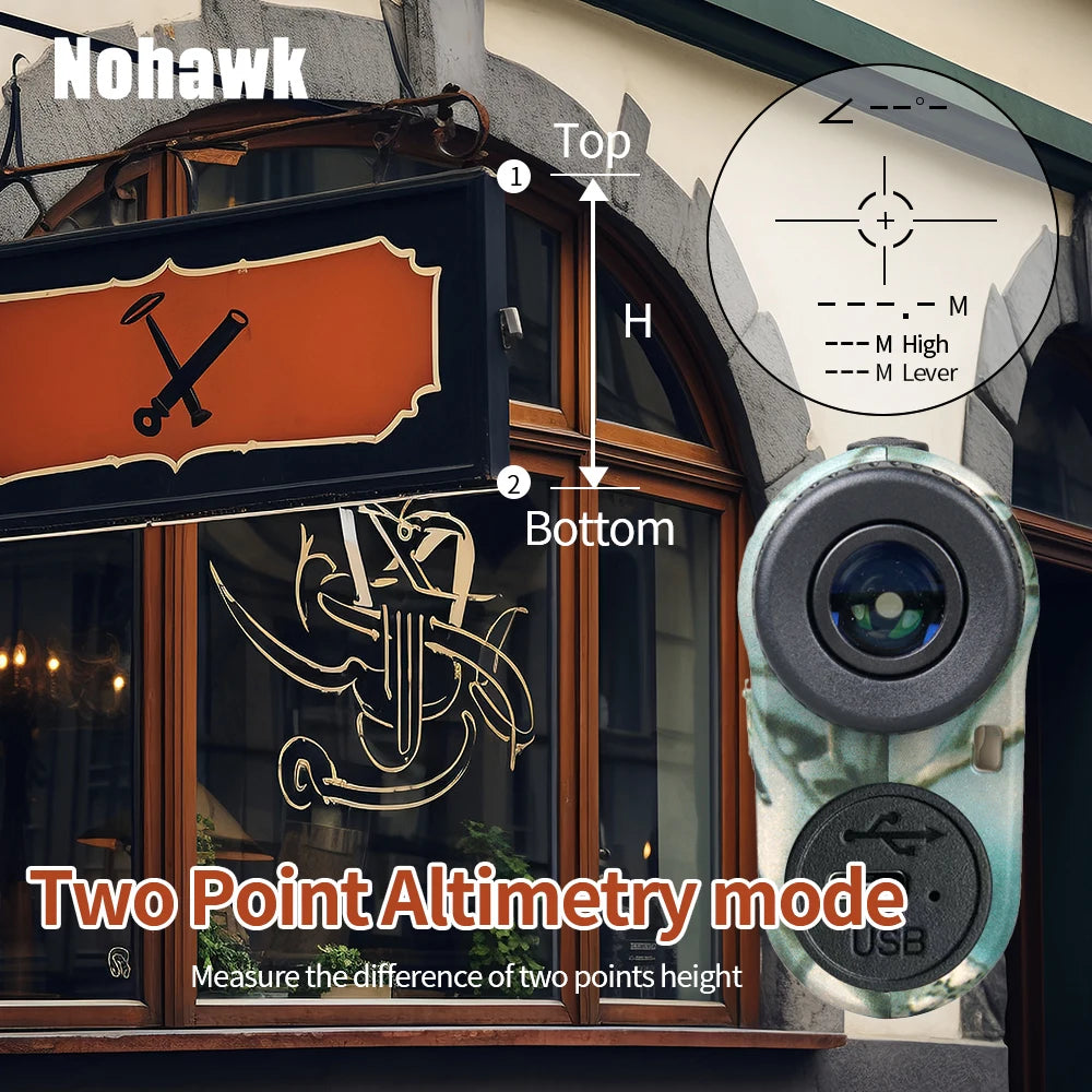 NOHAWK Hunting Laser Rangefinder 600M/1000M – Rechargeable with Slope Compensation