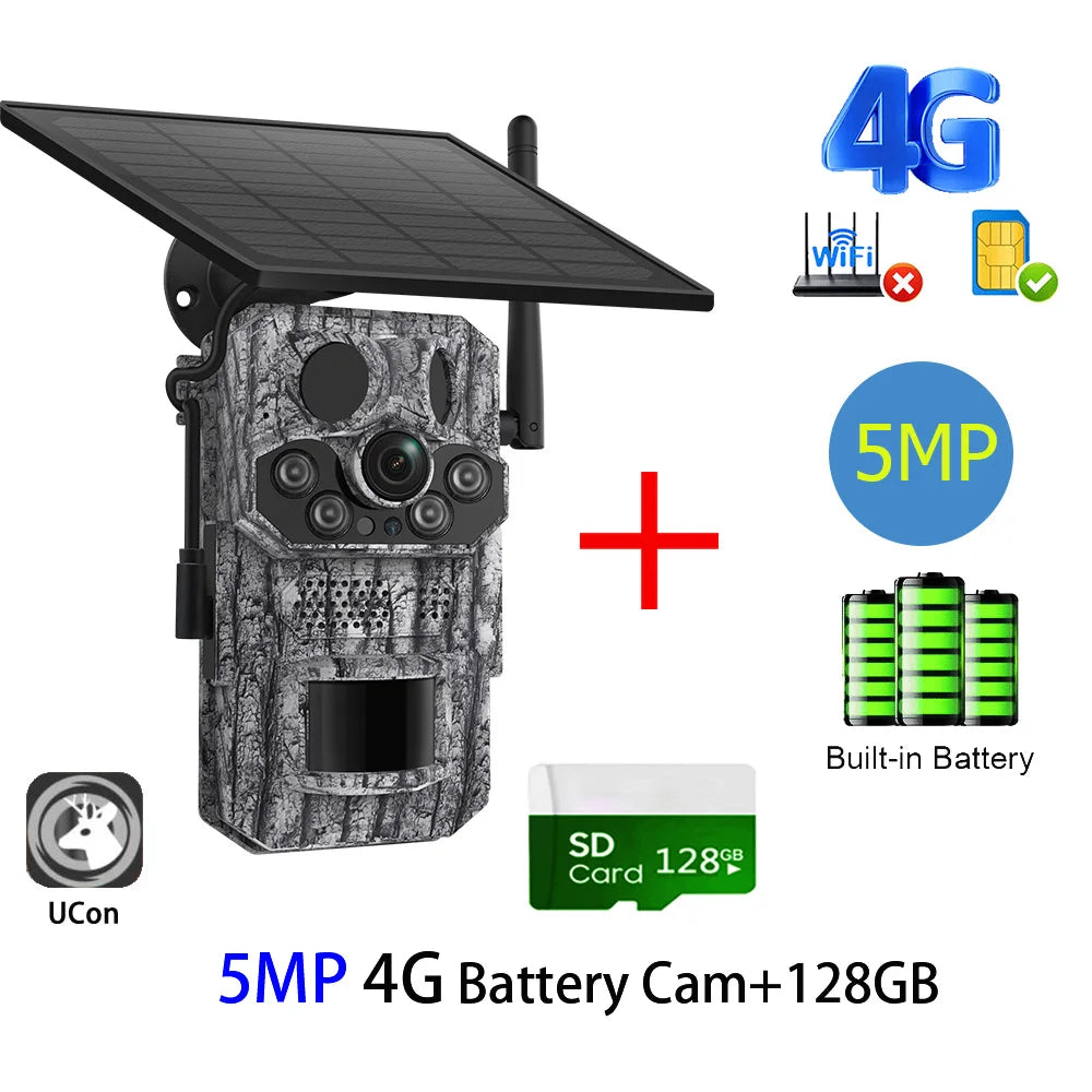 INQMEGA 5MP 4G 2K Trail Camera – PIR Motion Activated Night Vision Solar Hunting Cam