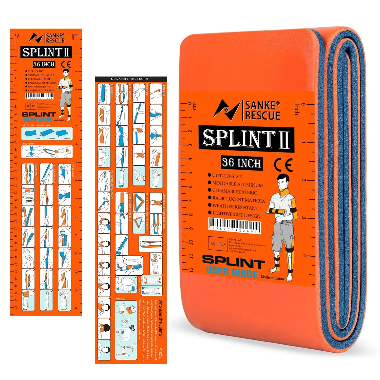 SANKE RESCUE First Aid Splint for Wrist and Thumb Support, 36/18" x 4.3"