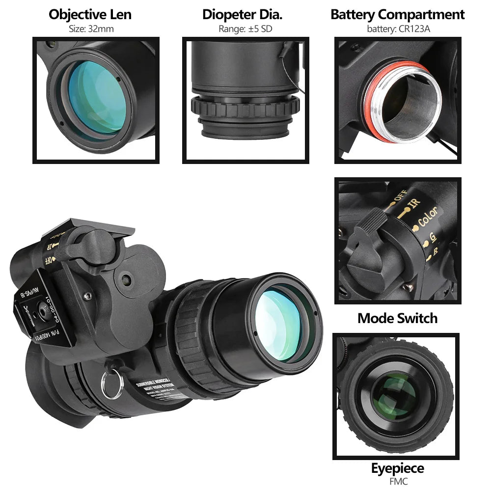 SPINA OPTICS PVS18 Night Vision Monocular – 1X32 Infrared Digital Scope, Suitable for Night Hunting